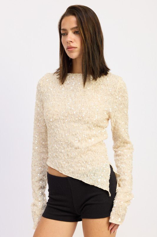 ASYMMETRICAL SEQUIN TOP - Robbi & Angel