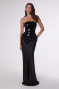 Auroa Strapless Sequin Bodice Satin Formal Dress - Robbi & Angel