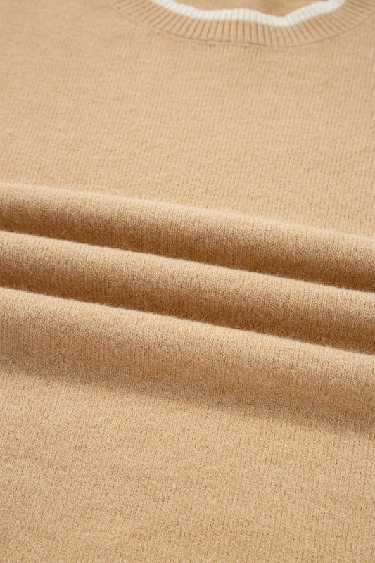 Ava Cuff Contrast Trim Sweater - Robbi & Angel