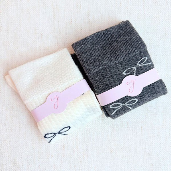 Bow Minimalist Socks Set Of 2 - Robbi & Angel
