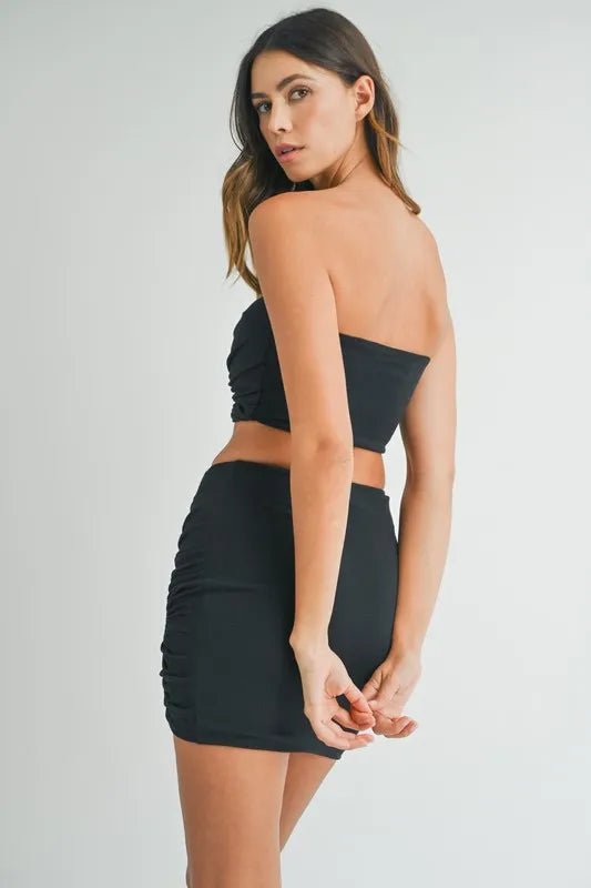 MABLE Ruched Tube Crop Top and Skirt Set - Robbi & Angel