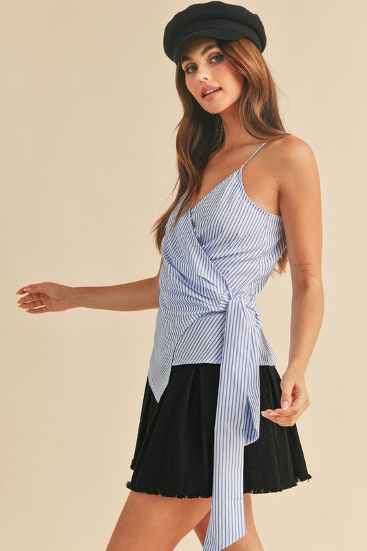 Aemi + Co Side Knotted Surplice Striped Cami - Robbi & Angel