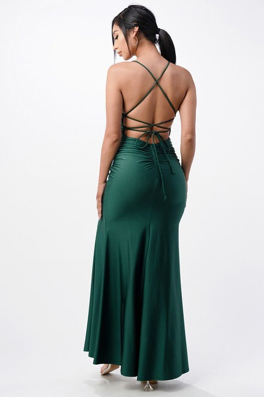 Back lace up mermaid dress with waist shirring - Robbi & Angel