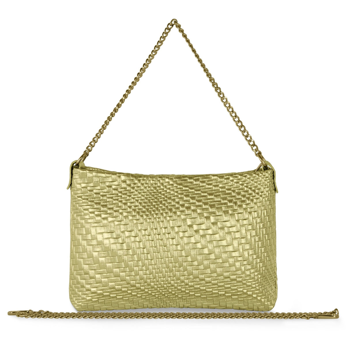 Bari Italian Genuine Basketweave-Embossed Metallic Suede Crossbody Bag - Robbi & Angel