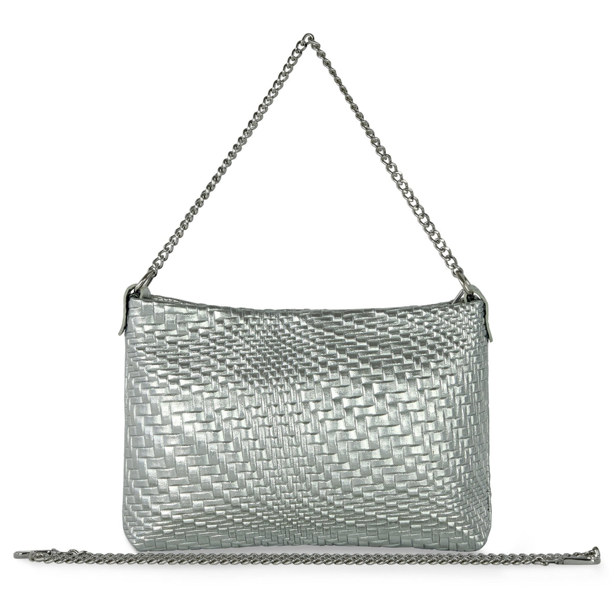 Bari Italian Genuine Basketweave-Embossed Metallic Suede Crossbody Bag - Robbi & Angel