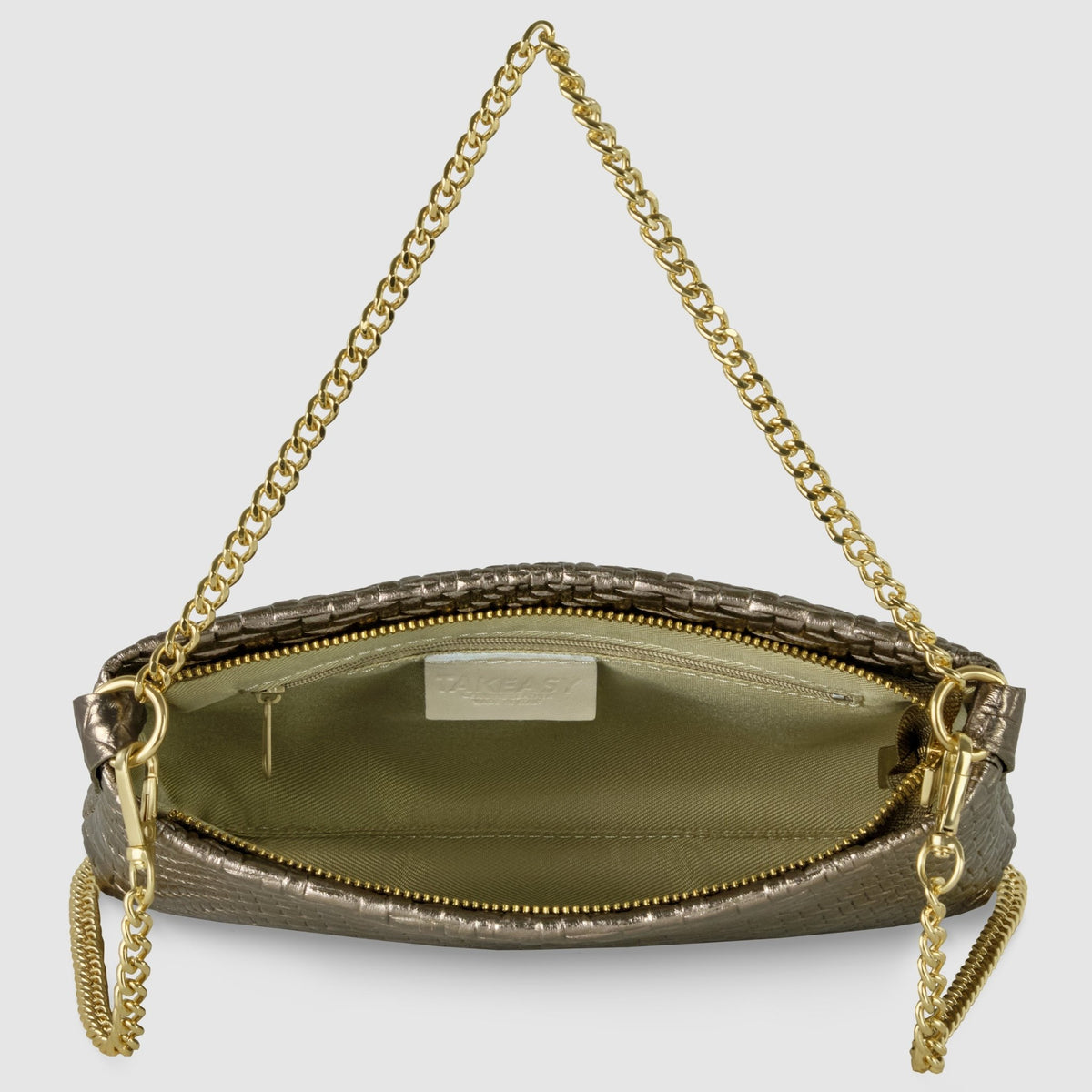 Bari Italian Genuine Basketweave-Embossed Metallic Suede Crossbody Bag - Robbi & Angel