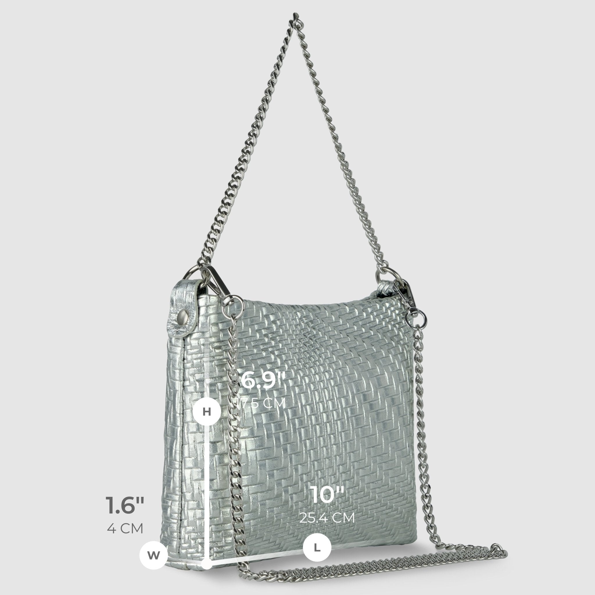 Bari Italian Genuine Basketweave-Embossed Metallic Suede Crossbody Bag - Robbi & Angel