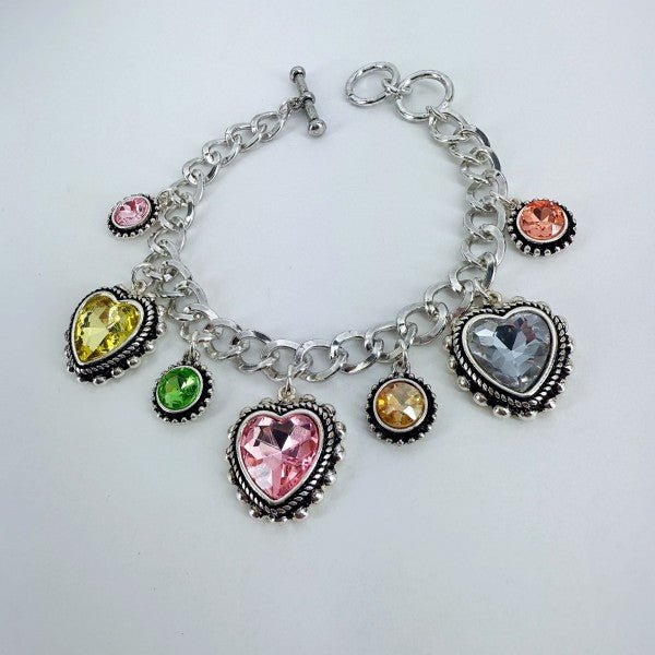 Multicolor Heart Oval Charms Chain Bracelet - Robbi & Angel