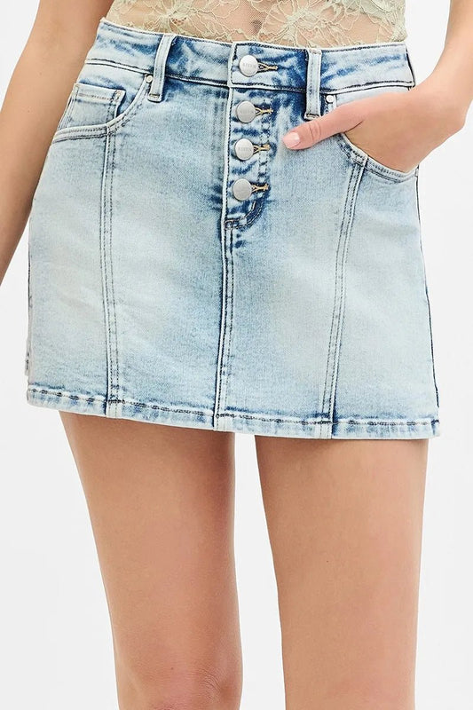 RISEN Full Size High Rise Button Down Skorts Plus Size - Robbi & Angel