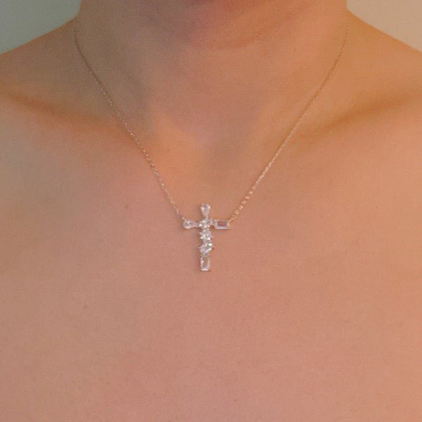 Modern Mixed - Cut Stone Cross Pendant Necklace - Robbi & Angel