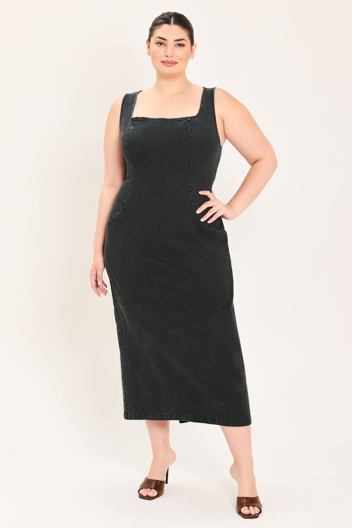 Bianca Urban Chic Denim Midi Dress - Robbi & Angel