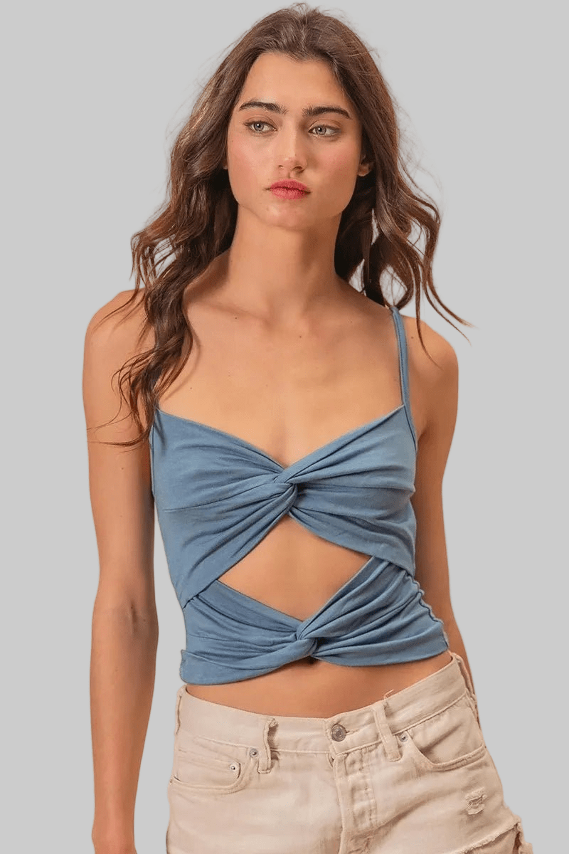 BiBi Rayon Span Jersey Knit Double Twist Front Cami Top - Robbi & Angel