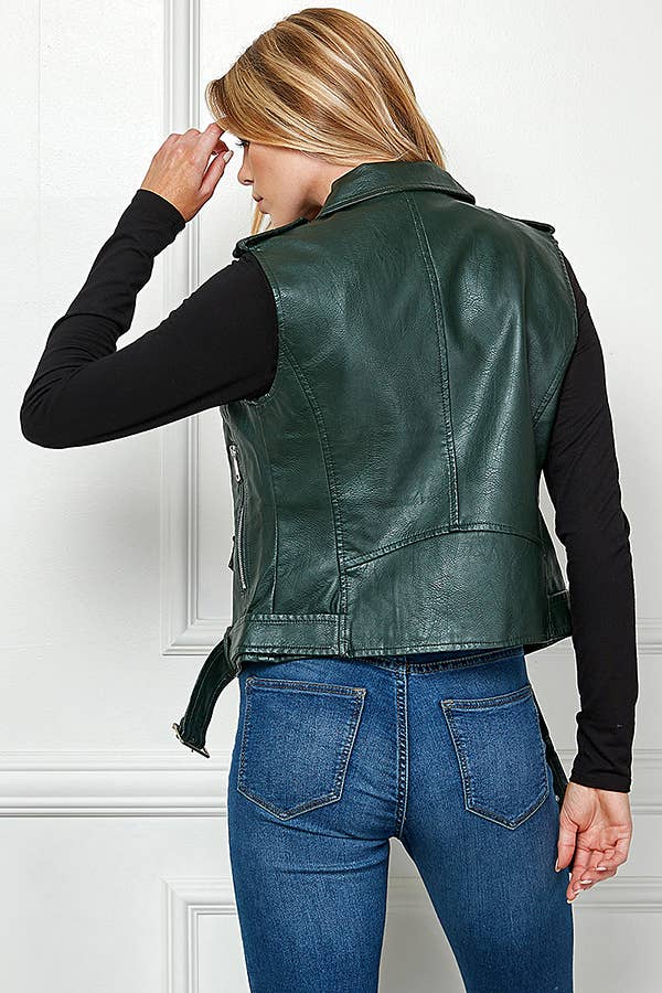 Biker Faux Leather Sleeveless Jacket, Biker Vest - Robbi & Angel