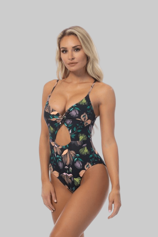 BLACK FLORAL ONE PIECE SWIMSUIT - Robbi & Angel