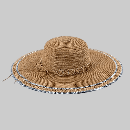 Boho Chic Boutique Summer Straw Hat - Embroidered Sun Protection - Robbi & Angel