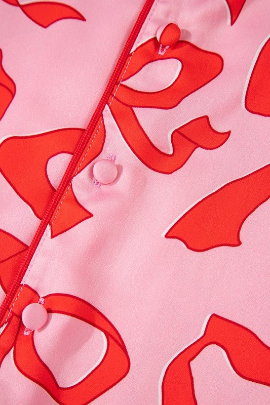 Bow Button Up and Loose Pants Pajama Set - Robbi & Angel