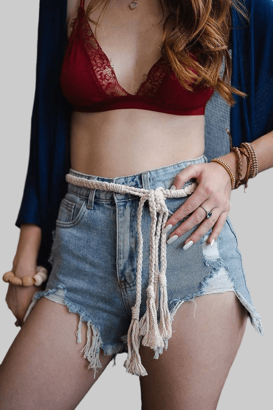 Braided Rope Tie Belt With Tassels - Robbi & Angel