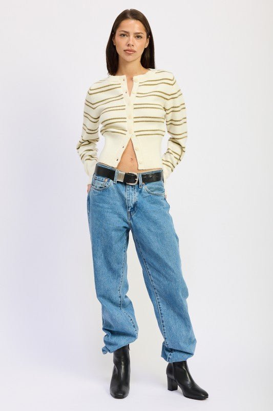 BUTTON DOWN STRIPED CARDIGAN - Robbi & Angel