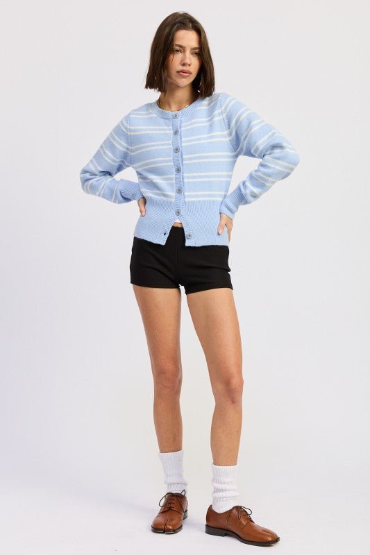 BUTTON DOWN STRIPED CARDIGAN - Robbi & Angel