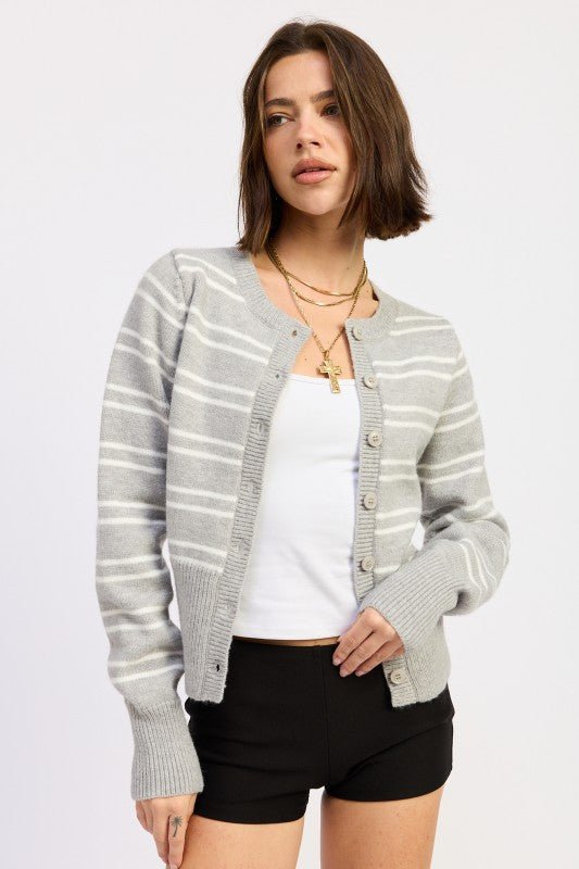 BUTTON DOWN STRIPED CARDIGAN - Robbi & Angel