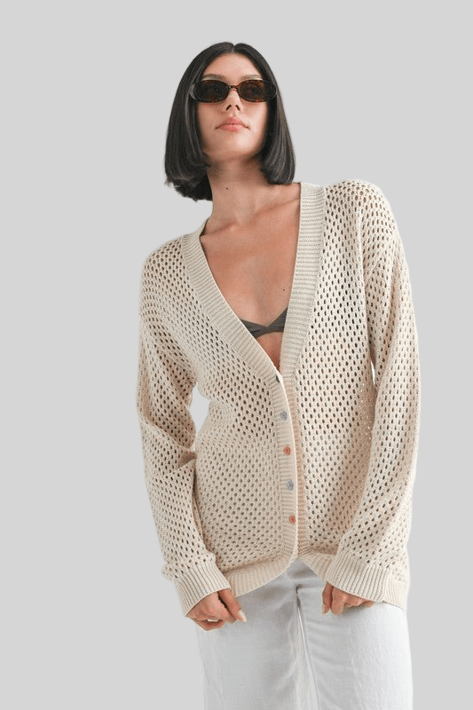 BUTTON UP CROCHET CARDIGAN - Robbi & Angel