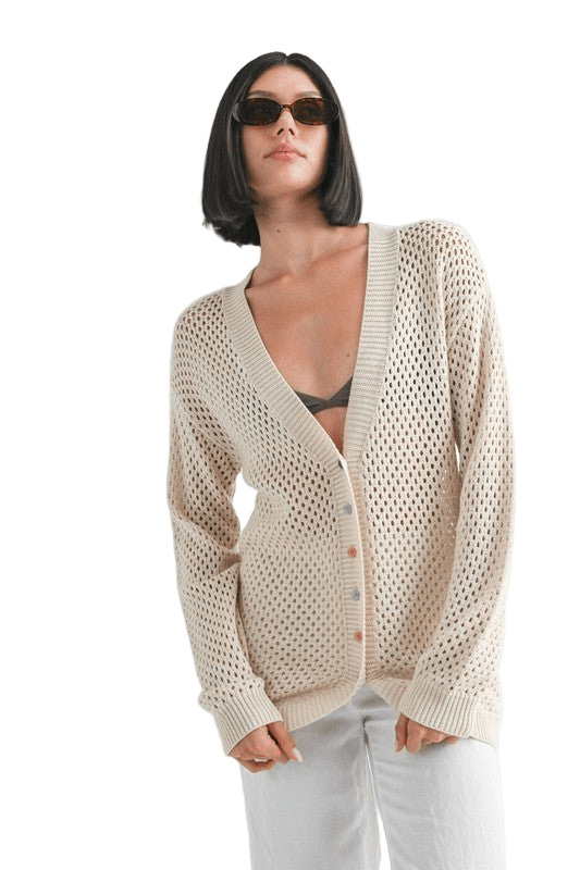 BUTTON UP CROCHET CARDIGAN - Robbi & Angel