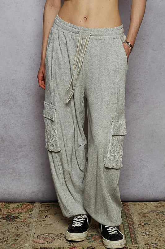 POL Drawstring Lace Cargo Pocketed Joggers - Robbi & Angel