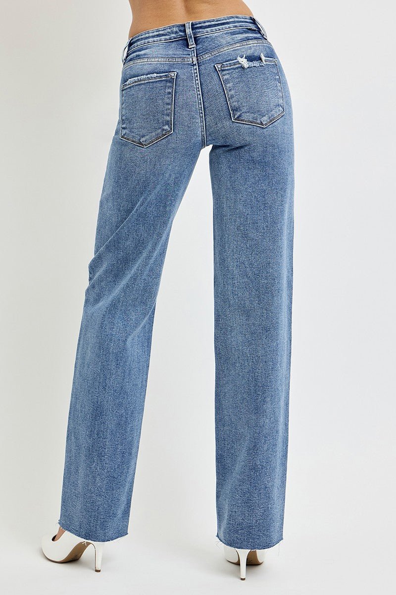 RISEN Full Size High Rise Straight Leg Jeans with Pockets - Robbi & Angel