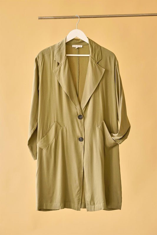 Right Round Button Front Oversized Coat - Robbi & Angel
