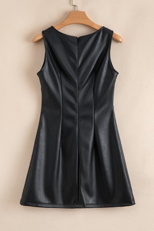 Vegan Leather Sleeveless Mini Dress - Robbi & Angel
