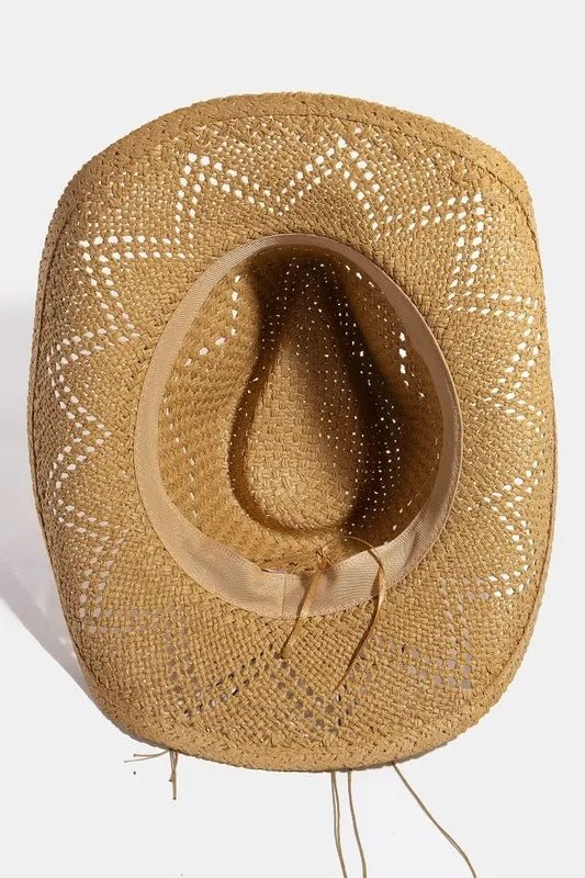 Fame Mixed Beaded Strap Western Fedora Straw Hat - Robbi & Angel