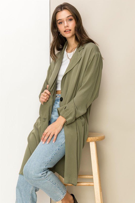 Right Round Button Front Oversized Coat - Robbi & Angel
