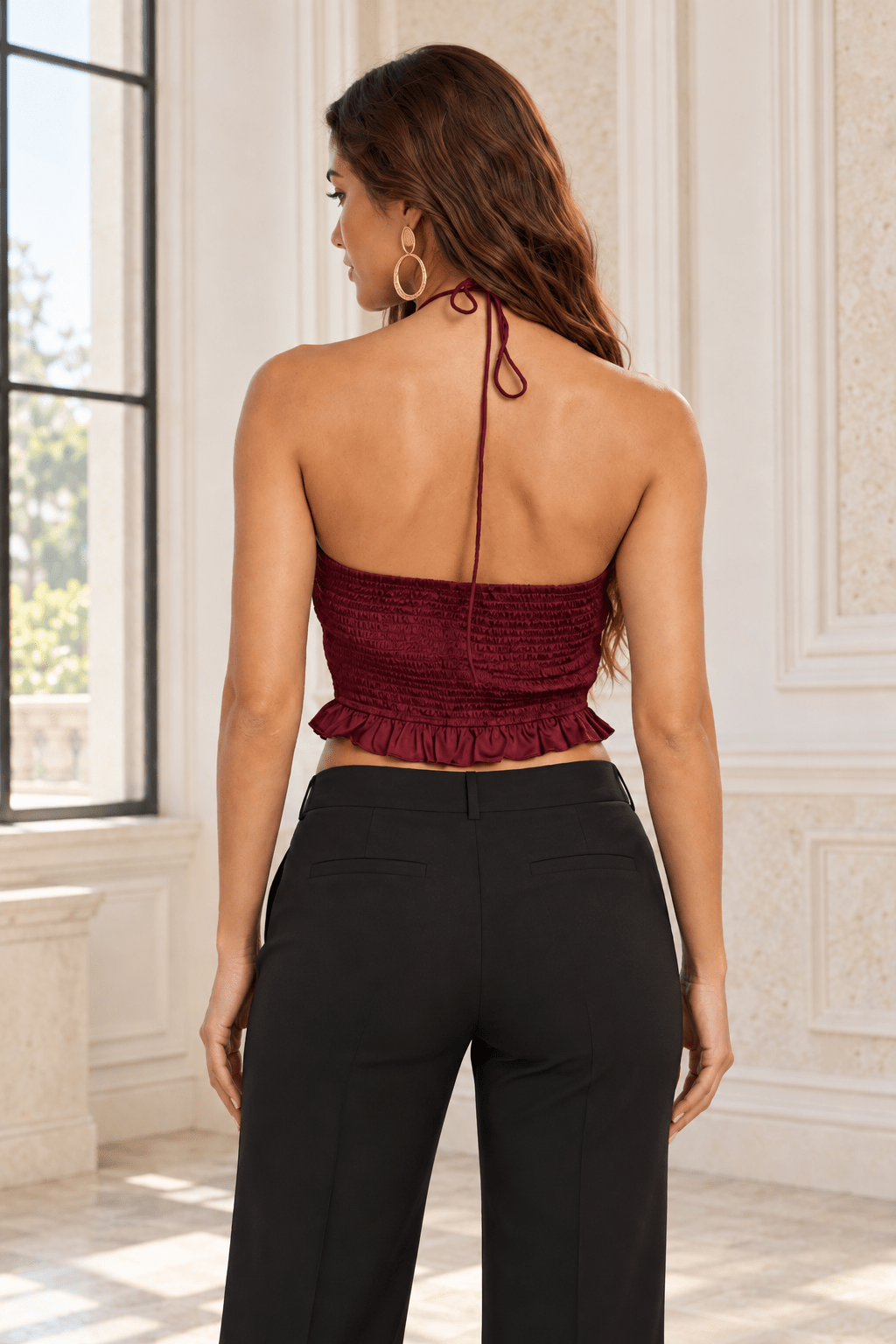 Calista Ruffle Sheer Halter Top - Robbi & Angel