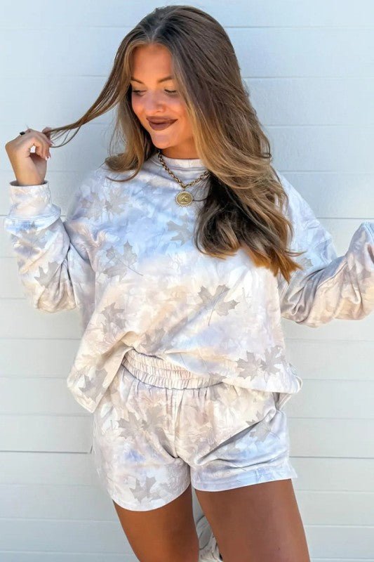 Camo Pullover Top and Elastic Waist Short Set - Robbi & Angel