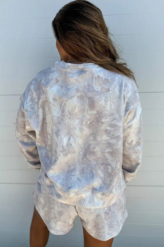 Camo Pullover Top and Elastic Waist Short Set - Robbi & Angel