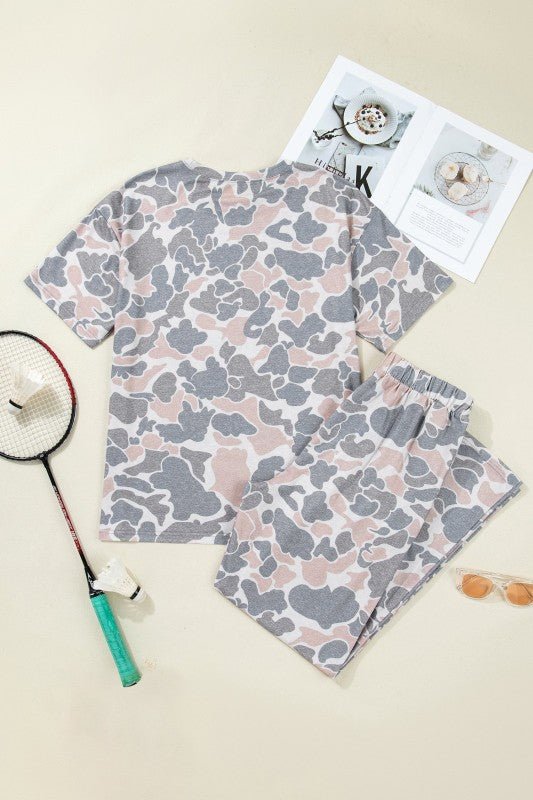 Camo Short Sleeve Top & Wide Leg Pants Set - Robbi & Angel
