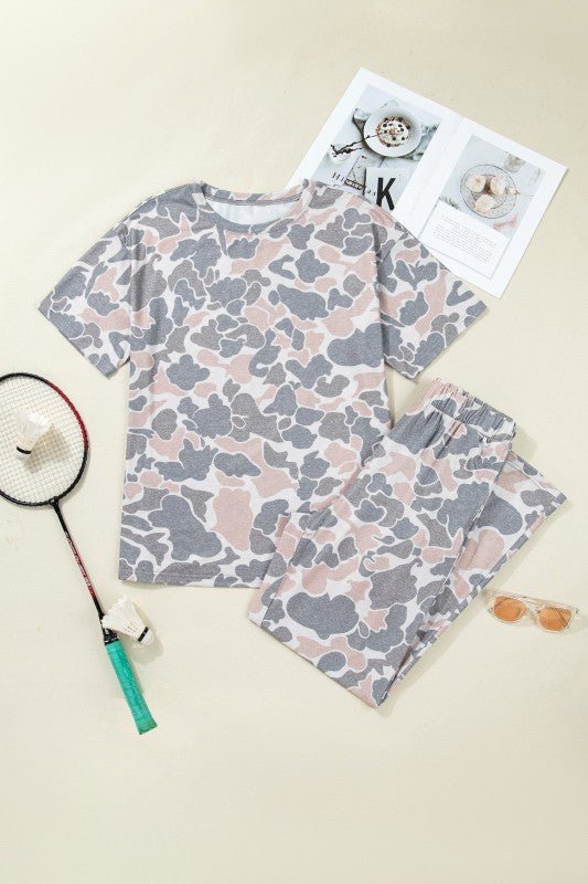 Camo Short Sleeve Top & Wide Leg Pants Set - Robbi & Angel