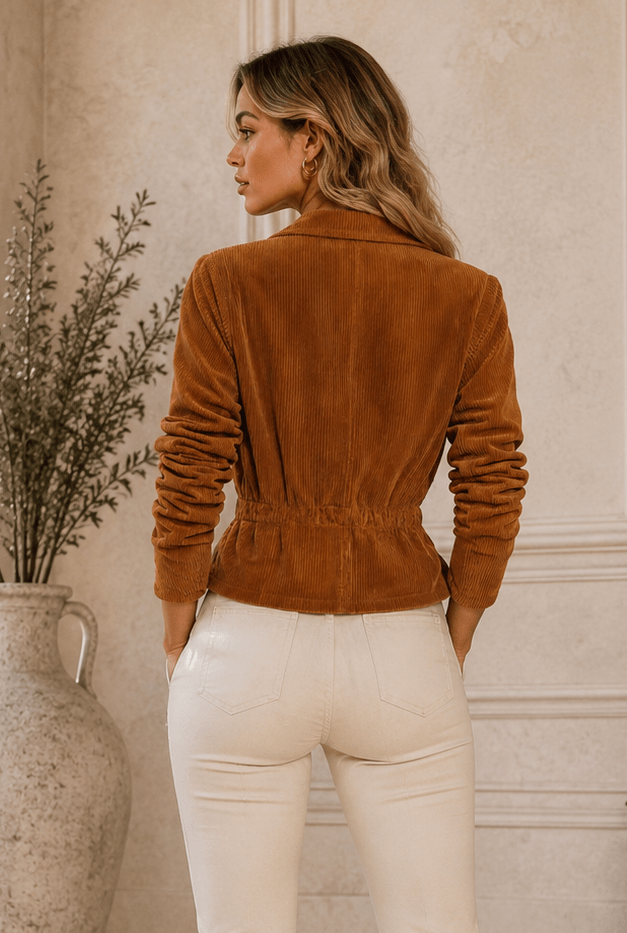 Cara Corduroy Wrap Jacket with Tie-Waist - Robbi & Angel