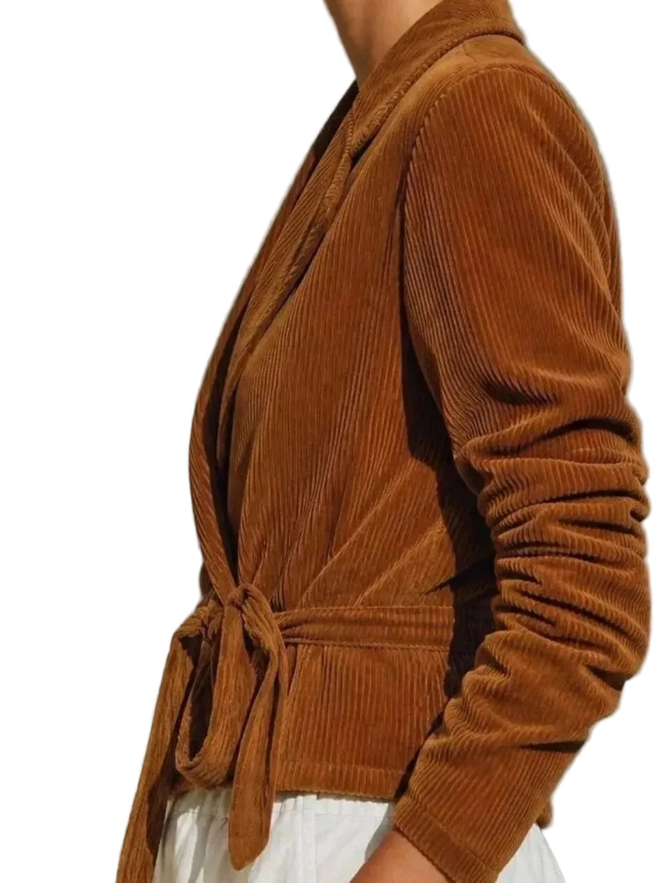 Cara Corduroy Wrap Jacket with Tie-Waist - Robbi & Angel