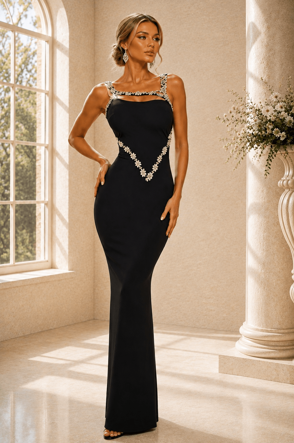Carissa Beads & Rhinestones Sling Dress - Robbi & Angel