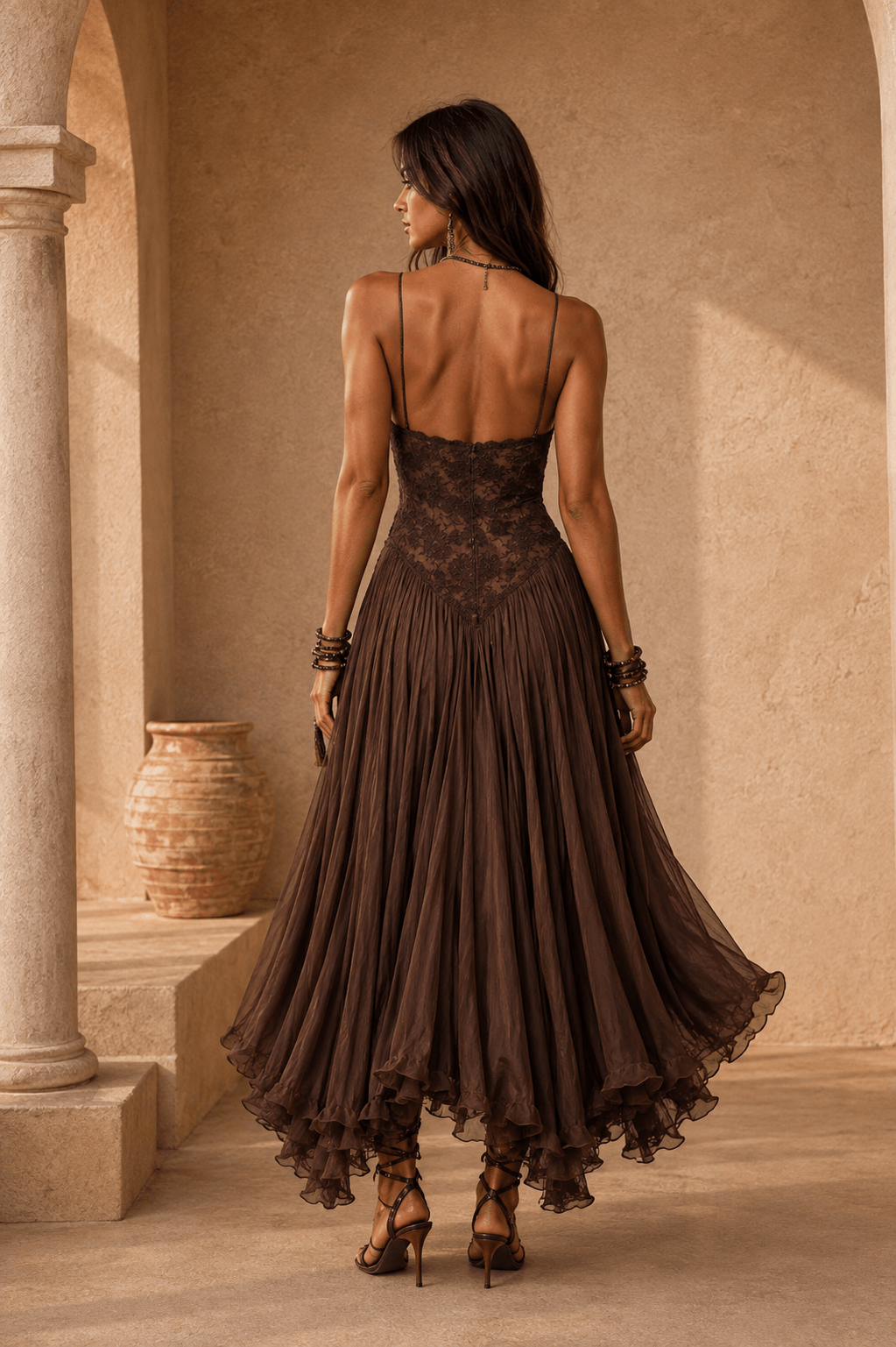 Carlie Chiffon V-Neck Flowy Maxi Dress - Robbi & Angel