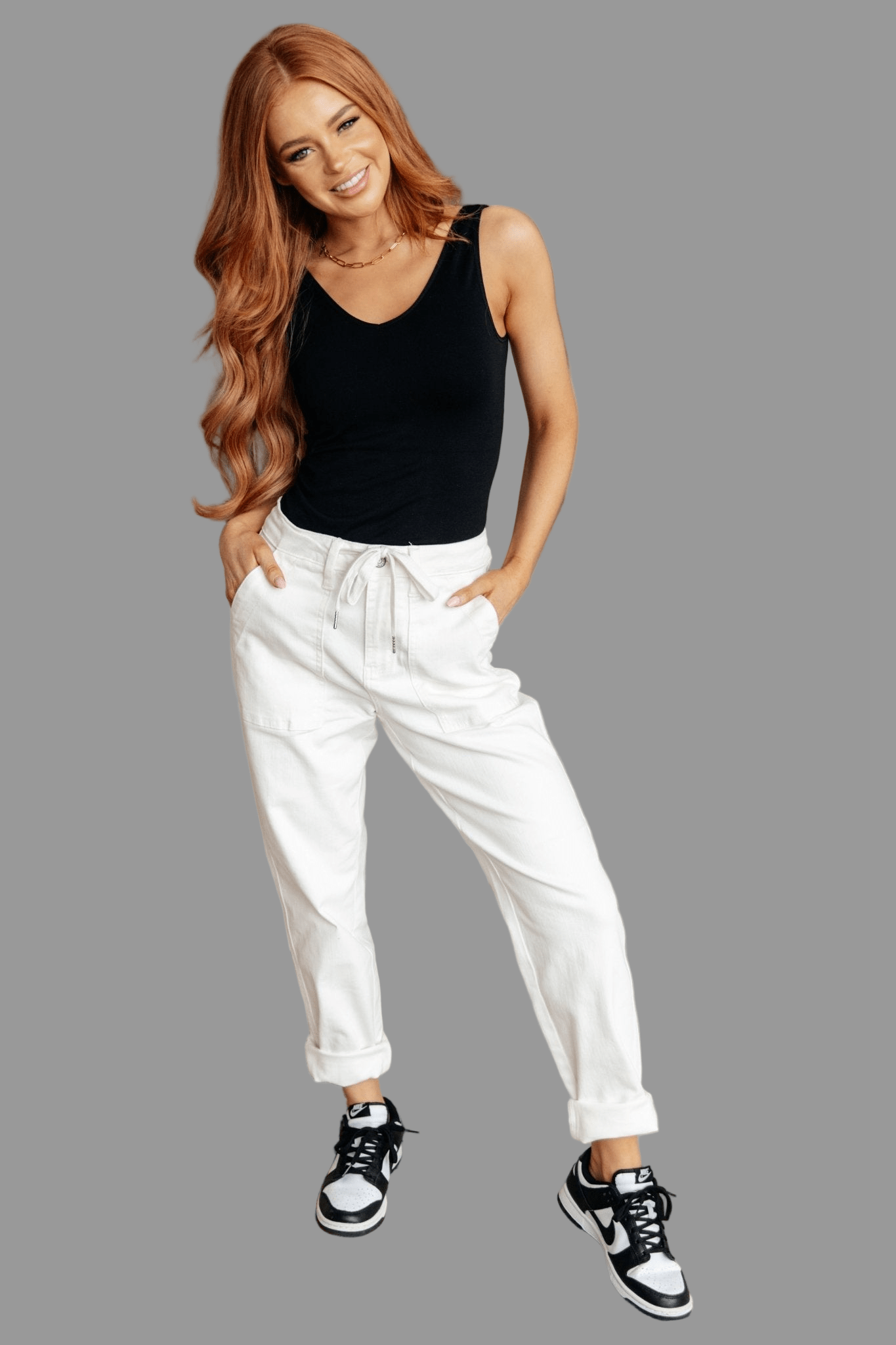 Charlene High Rise Jogger in Ecru - Robbi & Angel