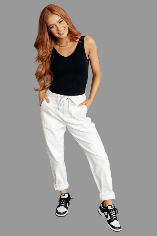 Charlene High Rise Jogger in Ecru - Robbi & Angel