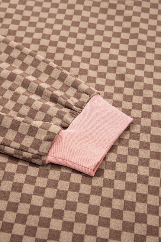 Checker Long Sleeve Cozy Pullover and Shorts Set - Robbi & Angel