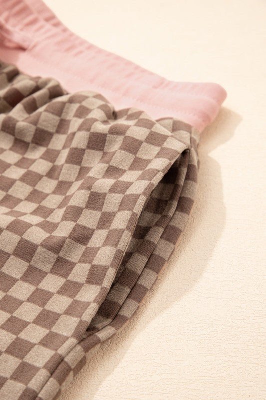 Checker Long Sleeve Cozy Pullover and Shorts Set - Robbi & Angel