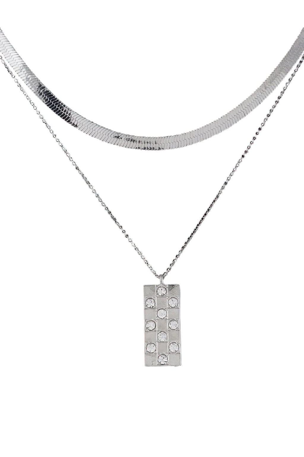 Checkered Jewel Pendant Necklace - Robbi & Angel
