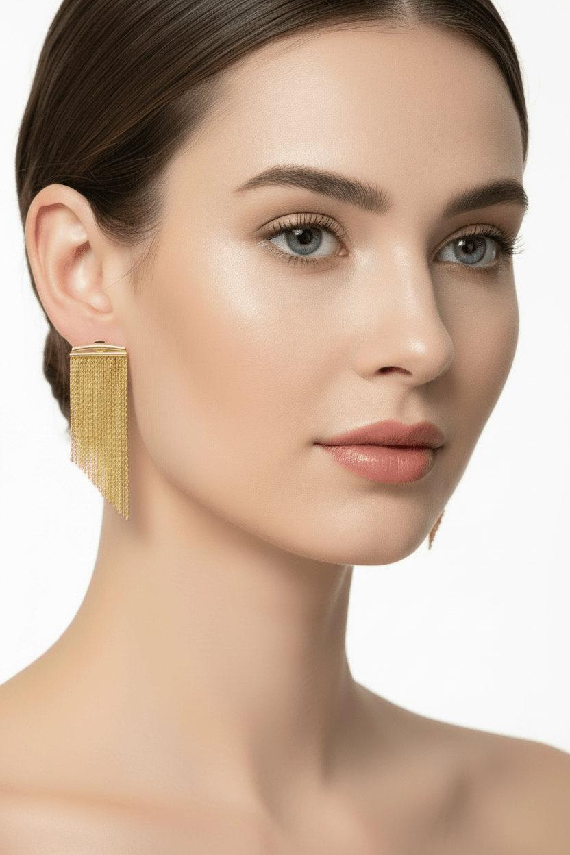 Chiara Golden Glamour Fringe Earrings - Robbi & Angel