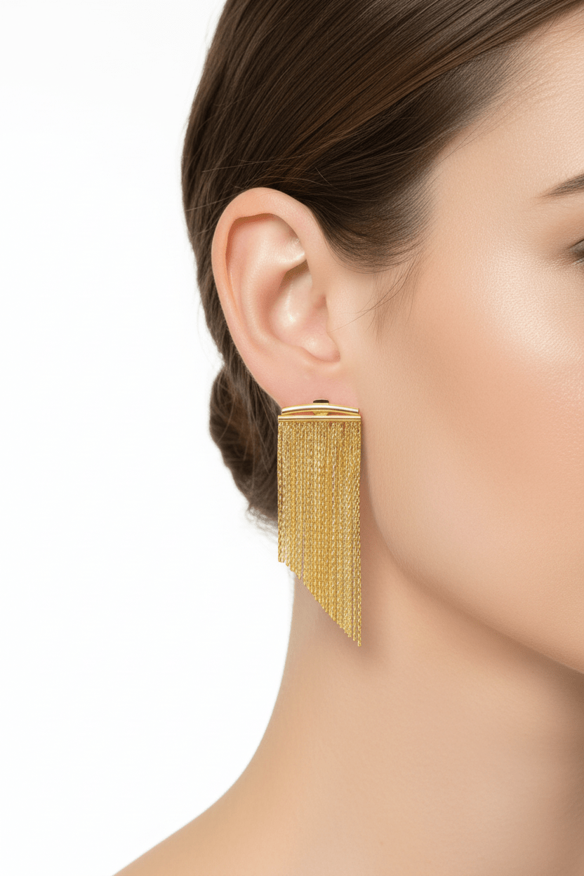Chiara Golden Glamour Fringe Earrings - Robbi & Angel