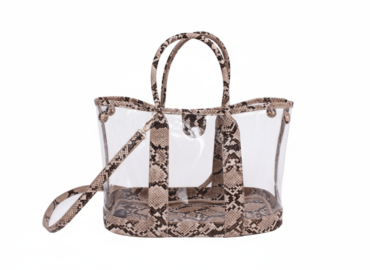 Chic Snake Trim Clear Bag - Must - Have Fashion Accessory! - Robbi & Angel