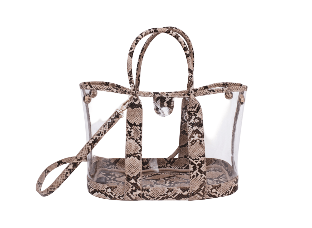 Chic Snake Trim Clear Bag - Must - Have Fashion Accessory! - Robbi & Angel